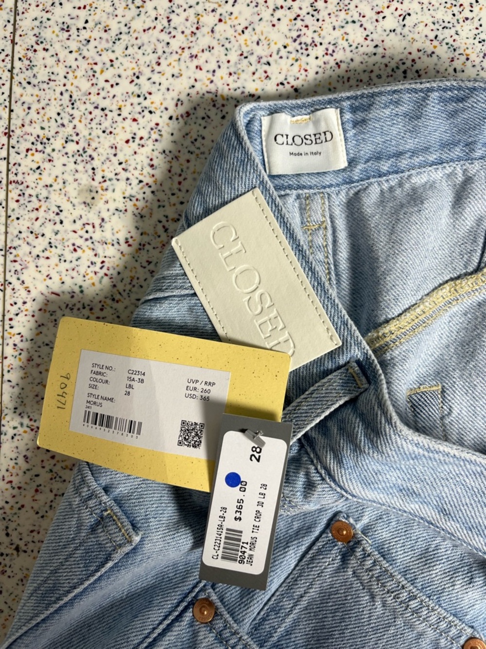 Closed NWT Morus Wide Leg Light Wash Denim Drawstring Jeans Women’s Size 28 - Picture 6 of 9